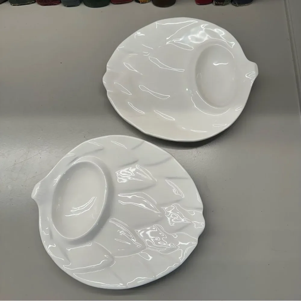 Vintage White Ceramic artichoke Plates